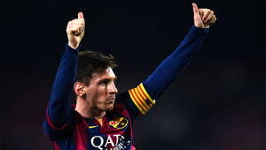 Lionel Messi With Two Thumbs Up Wallpaper