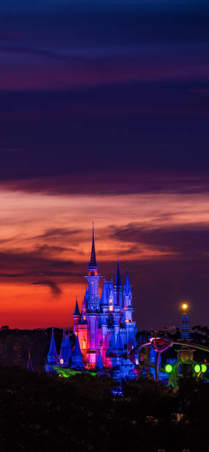 Lit Disney Castle Wallpaper