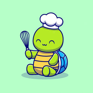 Little Chef Cartoon Turtle Wallpaper