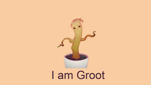 Little Groot In A Pot Wallpaper