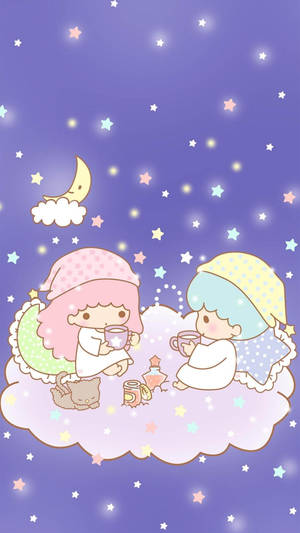 Little Twin Stars Drinking Tea Wallpaper