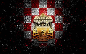 Liverpool 4k Logo On Red And White Checkered Wallpaper