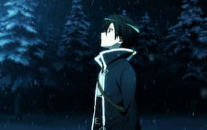 Lo Fi Anime Chill Boy In Snowfall Wallpaper