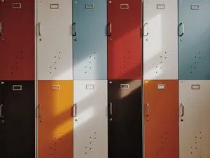 Locker Doors Orange Aesthetic Wallpaper