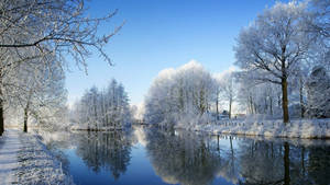 Loisach River Winter Desktop Wallpaper