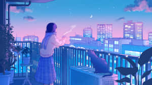 Lonely Girl Aesthetic By The City Desktop Wallpaper