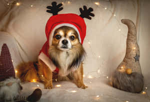 Long Haired Chihuahua Dog Reindeer Hoodie Wallpaper