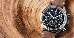 Longines Avigation Bigeye On A Tree Trunk Background Wallpaper