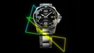 Longines Silver Watch With Digital Effects Wallpaper