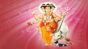 Lord Dattatreya Pink Themed Digital Artwork Wallpaper