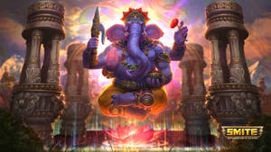 Lord Ganesha With Ancient Towers Wallpaper