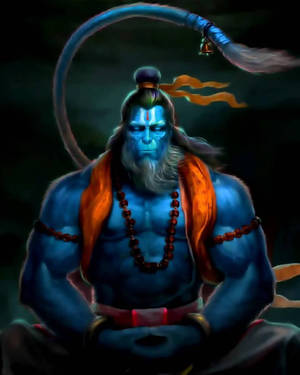 Lord Hanuman 3d Blue Skin Wallpaper