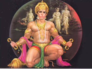 Lord Hanuman With Ramayana Characters Hd Wallpaper