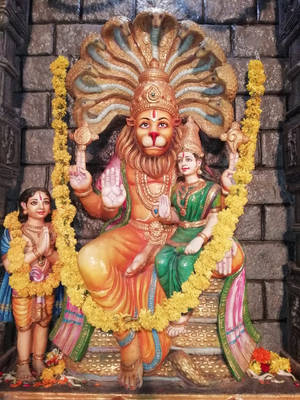 Lord Lakshmi Narasimha Brick Aesthetic Wallpaper