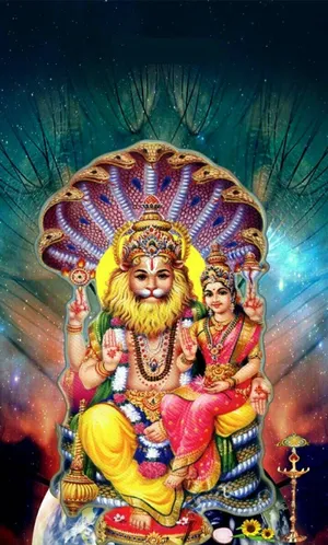 Lord Lakshmi Narasimha Galaxy Aesthetic Wallpaper
