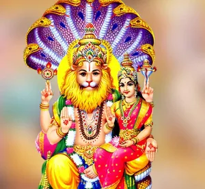 Lord Lakshmi Narasimha Square Background Wallpaper