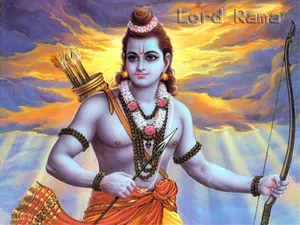 Lord Rama Purple Yellow Sky Wallpaper
