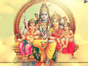 Lord Shiva Family On Clouds Wallpaper