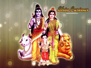 Lord Shiva Family With Animals Wallpaper
