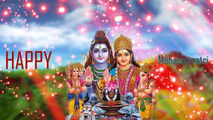 Lord Shiva Family With Red Orbs Wallpaper