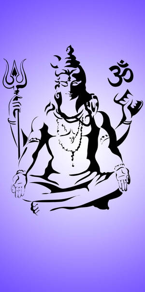 Lord Shiva Mobile Ink Art On Purple Wallpaper