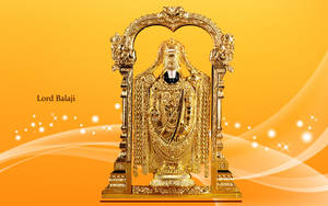 Lord Venkateswara On Sparkly Yellow Background Wallpaper