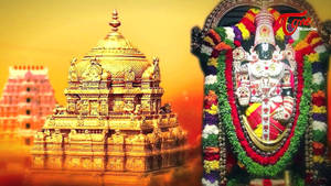 Lord Venkateswara With Temple Wallpaper