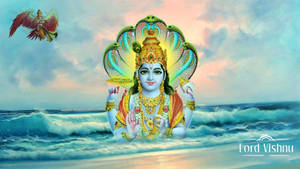 Lord Vishnu With Angel Holding A Trumpet Wallpaper