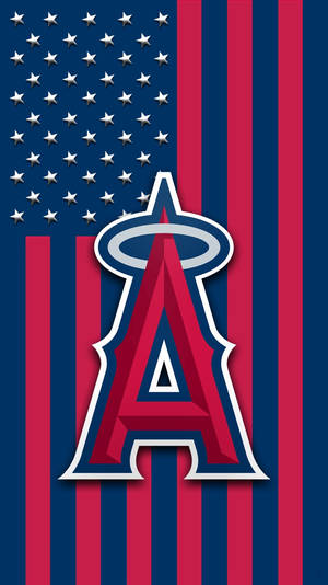 Los Angeles Angels Logo On Us Flag Wallpaper