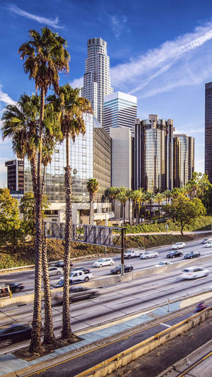 Los Angeles City Highway And Buildings Wallpaper