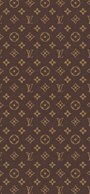 Louis Vuitton Monogram Pattern In Brown And Gold Wallpaper