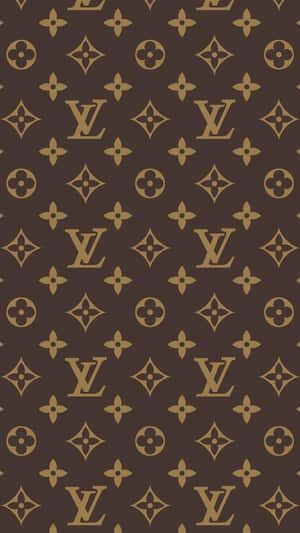 Louis Vuitton Monogram Pattern In Brown And Gold Wallpaper
