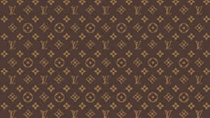 Louis Vuitton Monogram Pattern In Brown And Gold Wallpaper