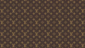 Louis Vuitton Monogram Pattern In Brown And Gold Wallpaper