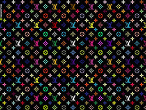 Louis Vuitton Print Rainbow On Black Wallpaper