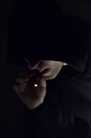 Love Alone Man In Hoodie Smoking Wallpaper