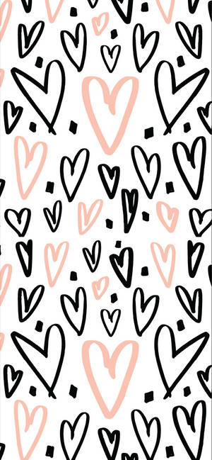 Love Black And White And Pink Hearts Wallpaper