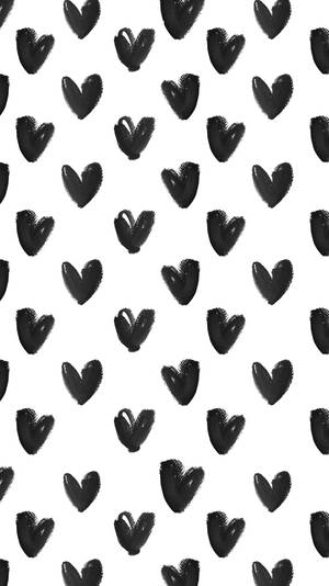 Love Black And White Doodle Heart Pattern Wallpaper