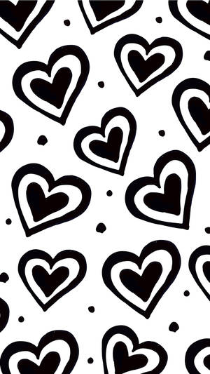 Love Black And White Double Hearts Wallpaper