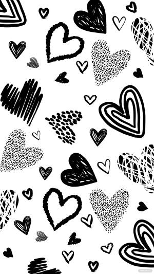Love Black And White Heart Doodles Wallpaper