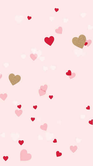 Lovecore Hearts Pattern Pink Background Wallpaper