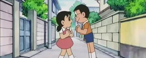 Lovely Anime Nobita Shizuka In The Street Wallpaper