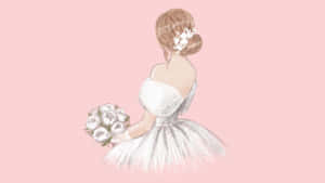 Lovely Bride Aesthetic Illustration Wallpaper