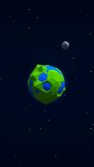Low Poly Earth And Moon Wallpaper