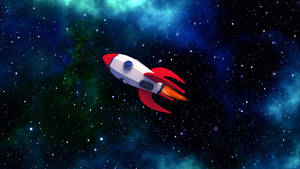 Low Poly Rocket In Space Wallpaper