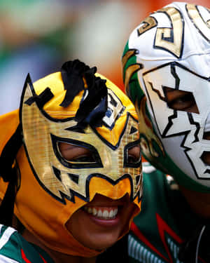 Lucha Libre Fans Smiling Masks Wallpaper