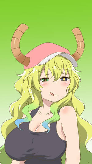 Lucoa Mischievous Tongue Green Phone Wallpaper