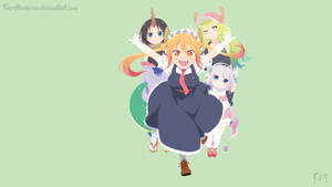 Lucoa, Tohru, Kanna, And Elma Posing Wallpaper