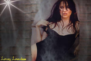 Lucy Lawless Sexy In Black Wallpaper