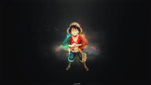 Luffy On Black With Red And Green Energy Wallpaper